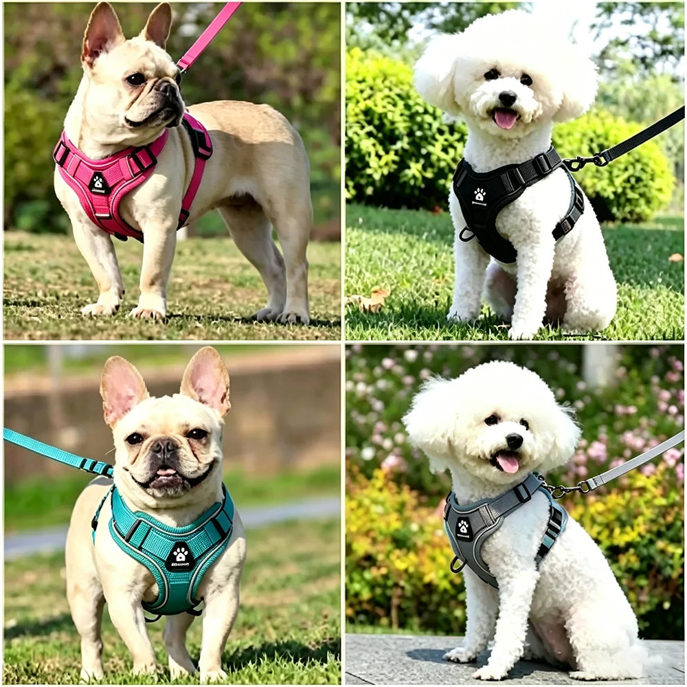 Arnés Transpirable con Correa para Perros – Reflectivo y Ajustable