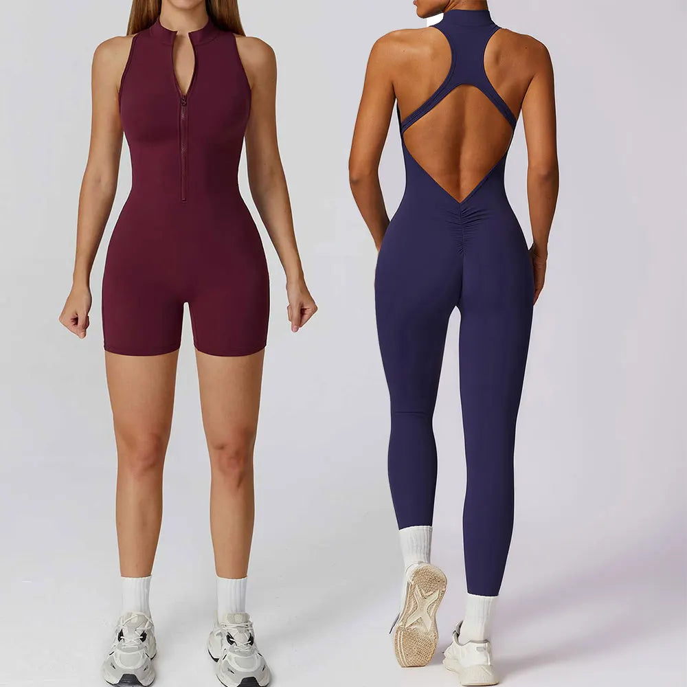 Conjunto Deportivo Scrunch Mujer – Jumpsuit + Short | Gym, Yoga, Fitness