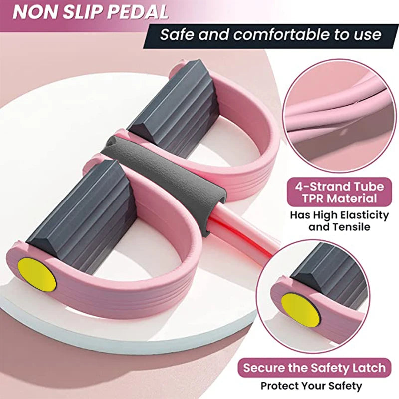 Bandas de Resistencia con Pedal – 4 Tubos para Entrenar en Casa