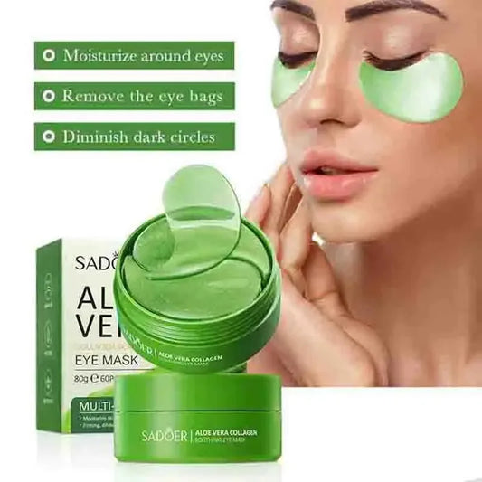 Máscara de Ojos Áloe Vera y Colágeno – 60 Unidades | Antiojeras, Hidratante y Antiarrugas