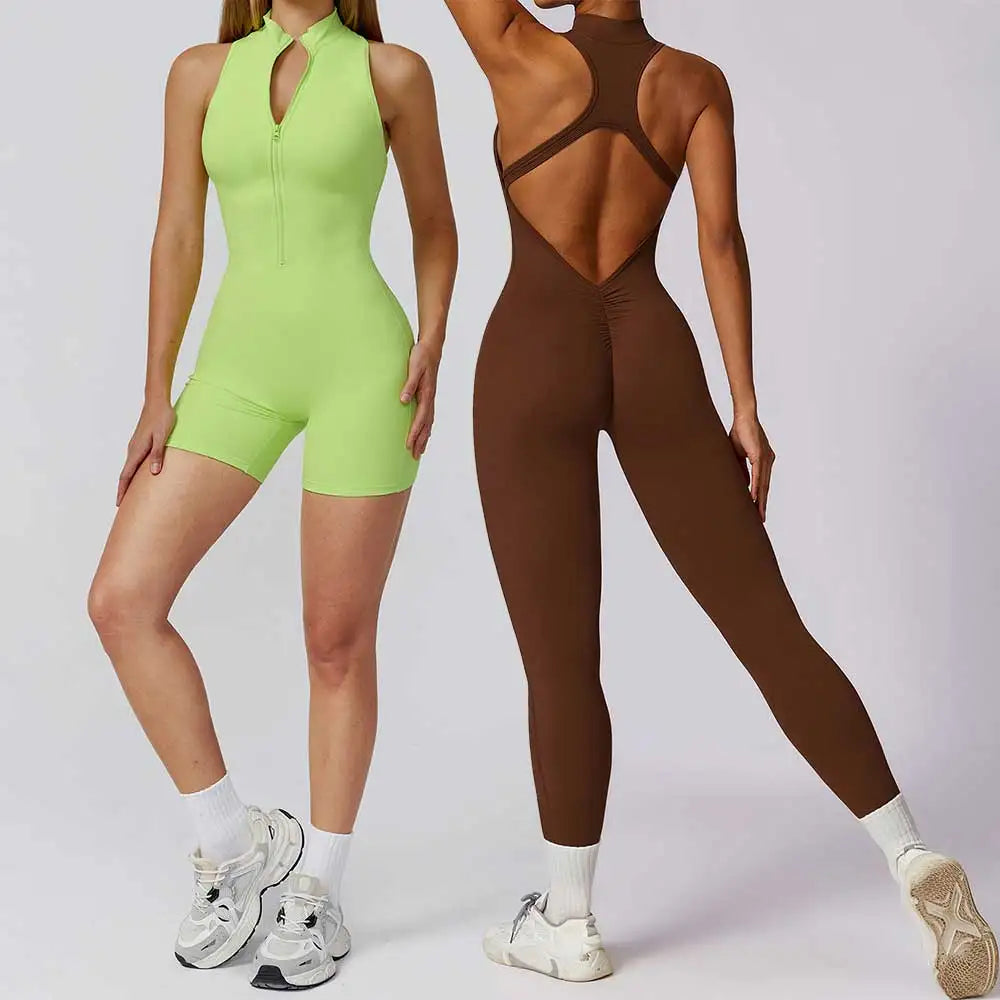 Conjunto Deportivo Scrunch Mujer – Jumpsuit + Short | Gym, Yoga, Fitness