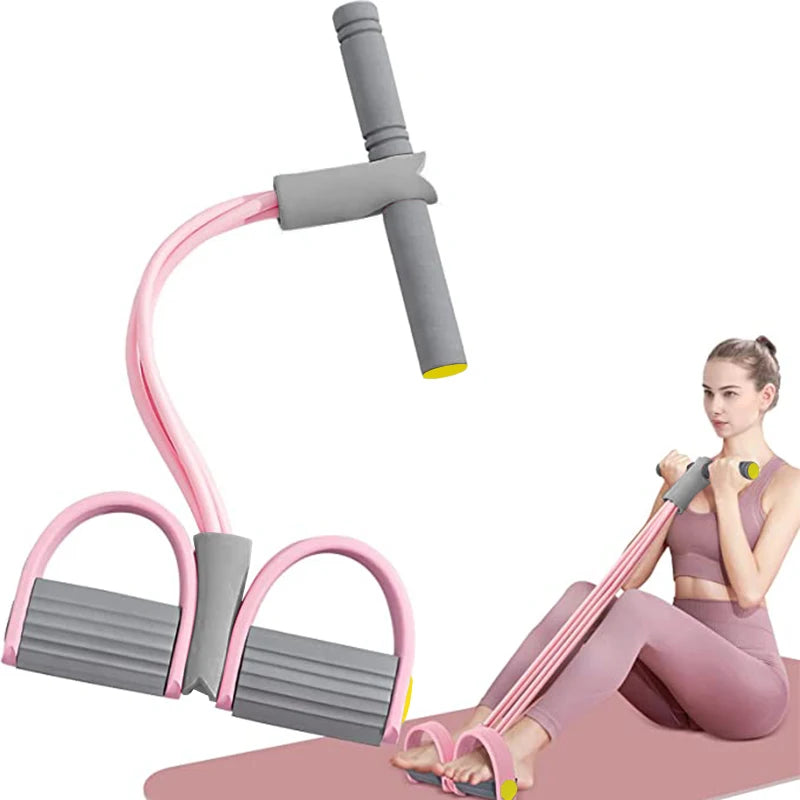 Bandas de Resistencia con Pedal – 4 Tubos para Entrenar en Casa