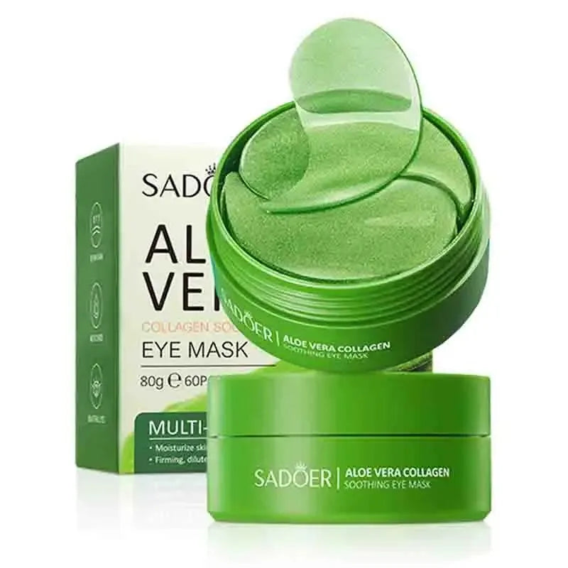 Máscara de Ojos Áloe Vera y Colágeno – 60 Unidades | Antiojeras, Hidratante y Antiarrugas