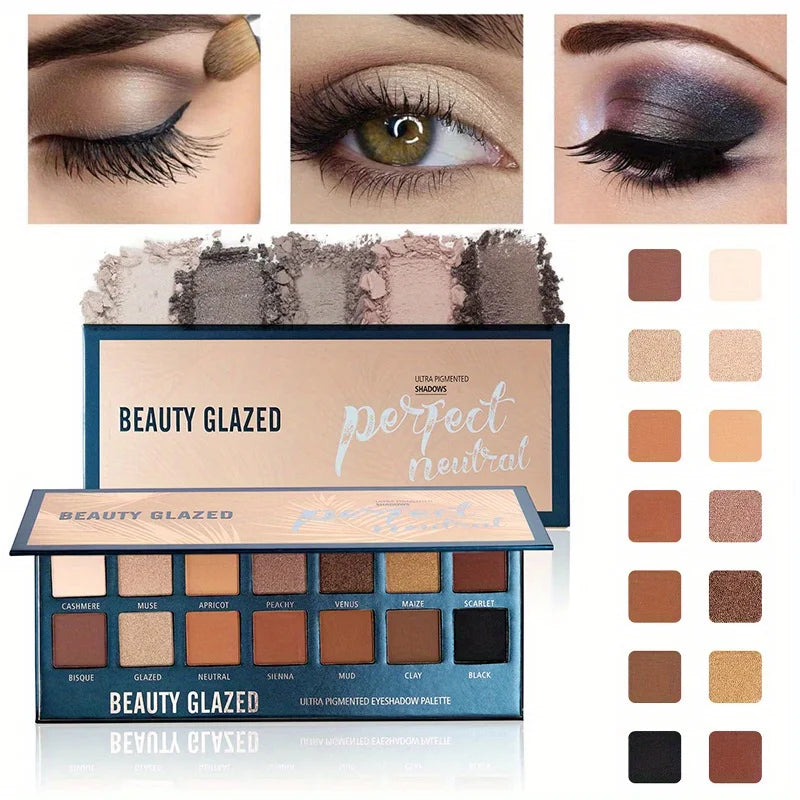 Paleta de Sombras BEAUTY GLAZED – 14 Tonos Nude Mate