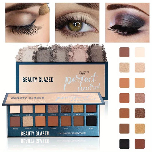 Paleta de Sombras BEAUTY GLAZED – 14 Tonos Nude Mate
